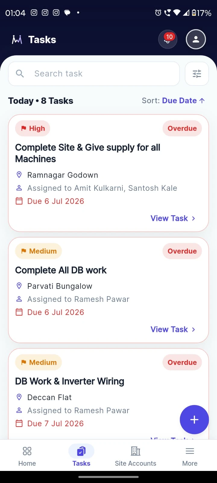 Task list: Priorities, due dates, assigned people and overdue work in one list.